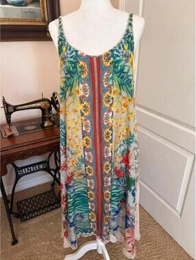 Gorgeous Johnny Was Floral Silk Tank Dress